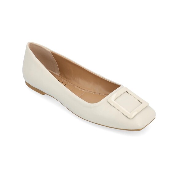 Journee Collection Shoes - Journee Collection Women Zimia Tru Comfort Foam Ballet Slip On Square, Beige, 7M